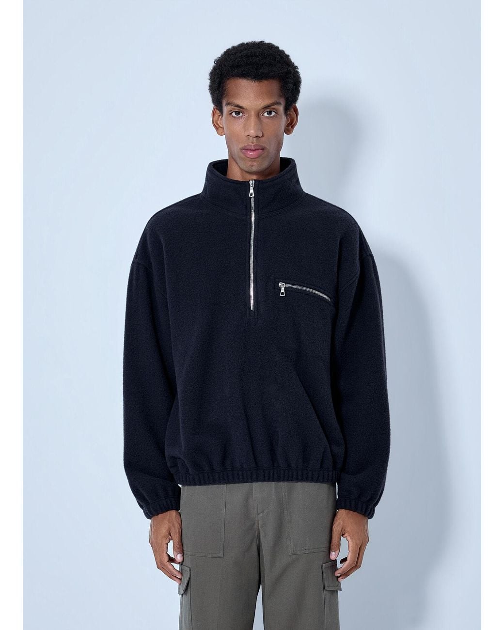 Rier Blue Polar Fleece Sweatshirt for men