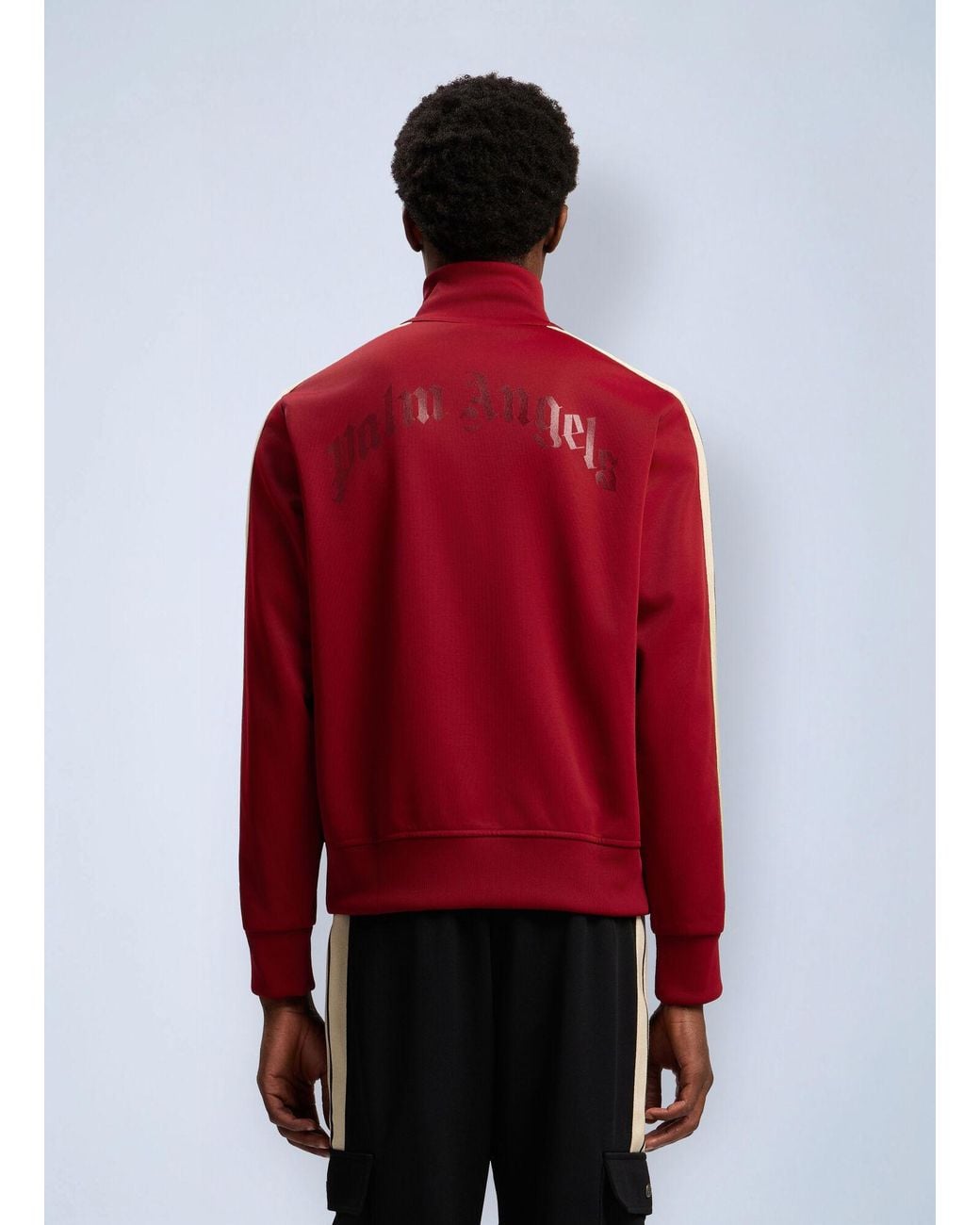 Palm Angels Red Curved Logo Zip-Up Track Jacket for men