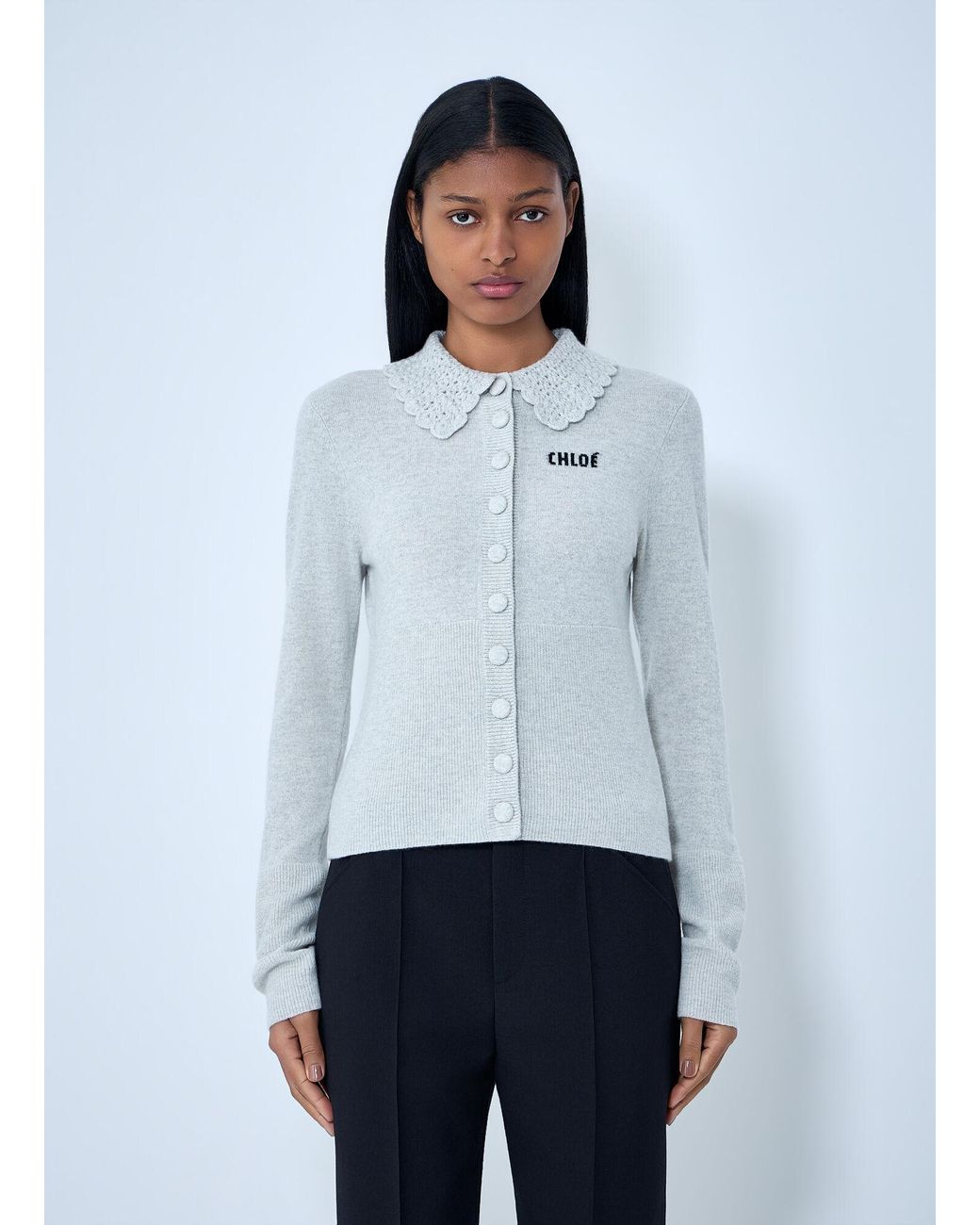 Chloé White Logo Cardigan