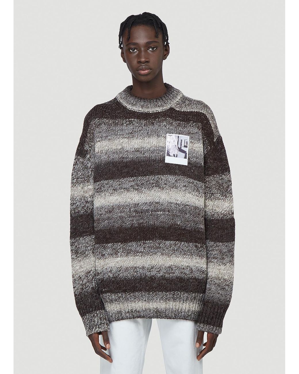 Raf Simons Oversized Striped-knit Sweater in Brown for Men - Lyst