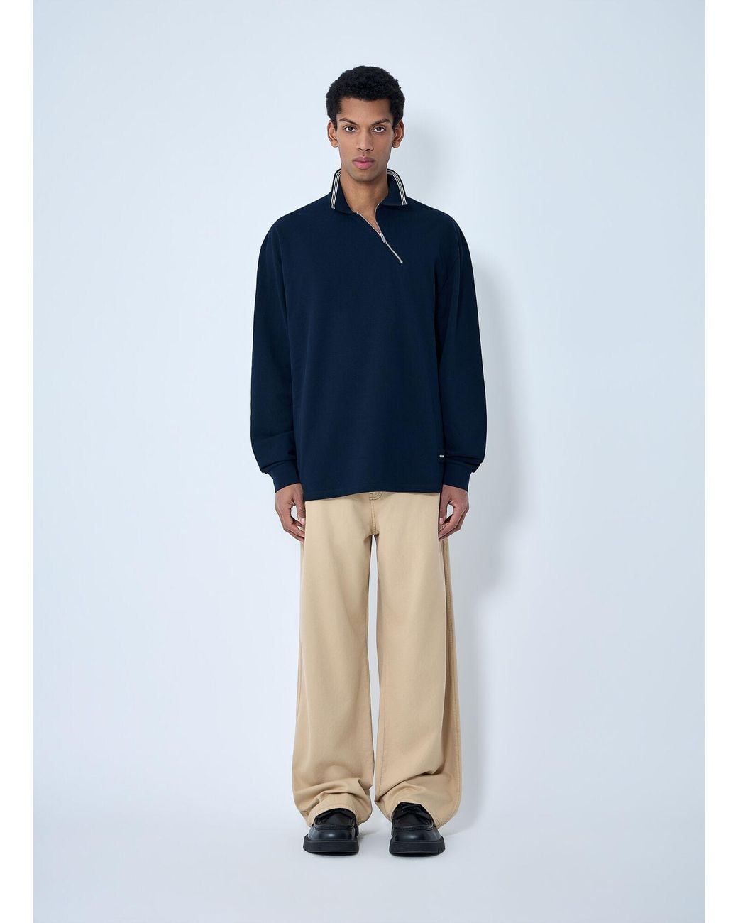 Miu Miu Blue Half-Zip Polo Shirt for men