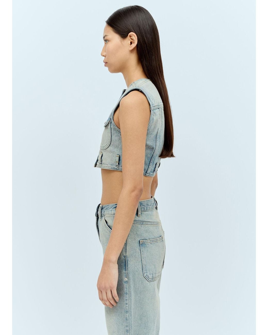 Courreges Blue Denim Crop Vest