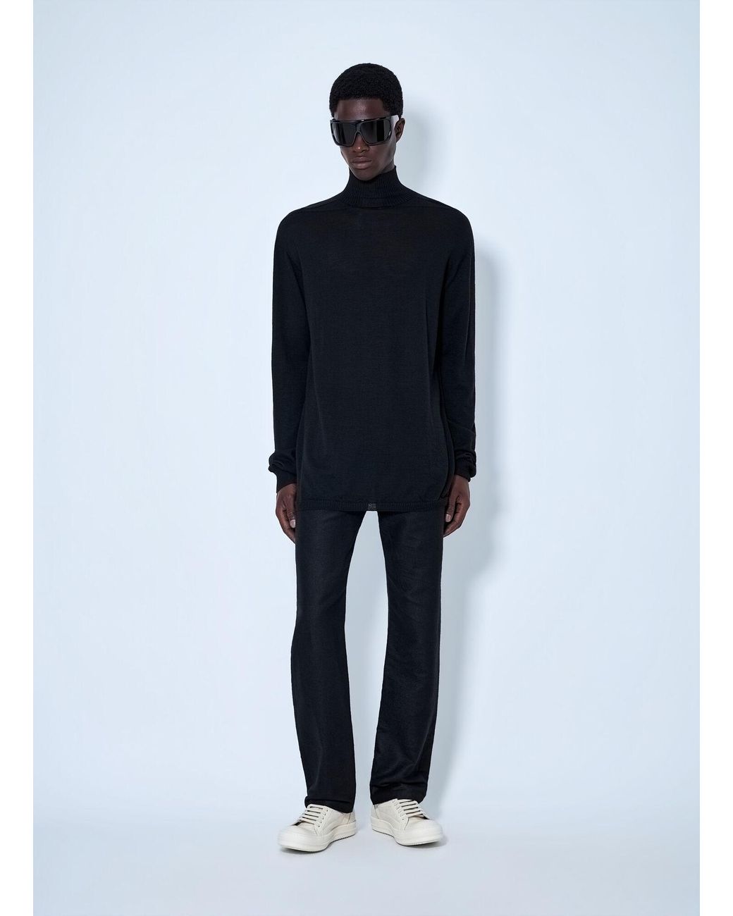Rick Owens Blue Oversized Turtleneck Sweater for men