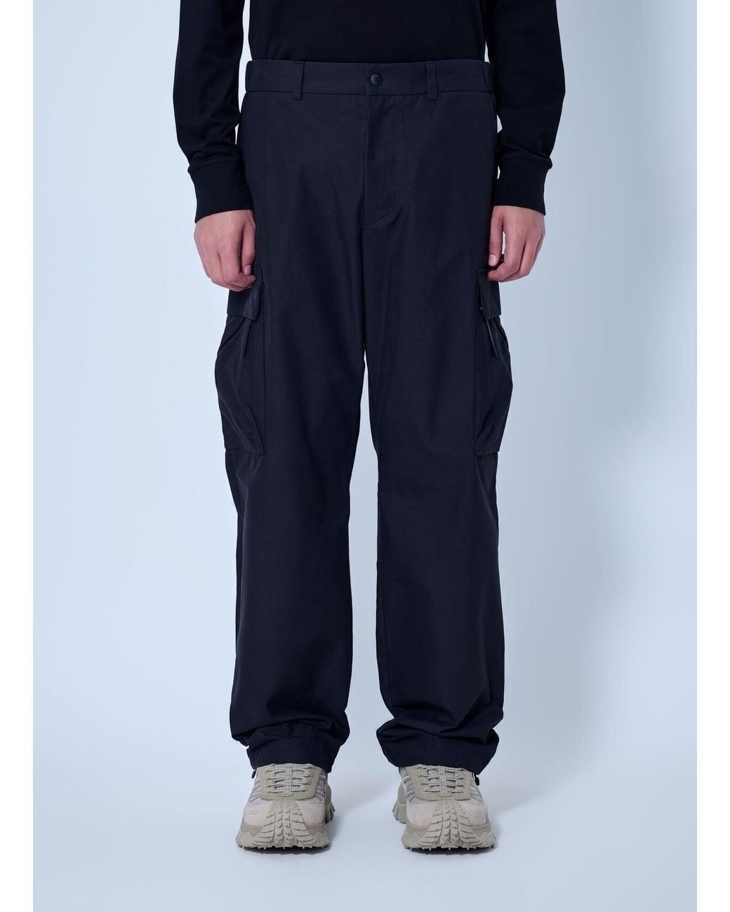 Moncler Blue Cotton Blend Trousers for men