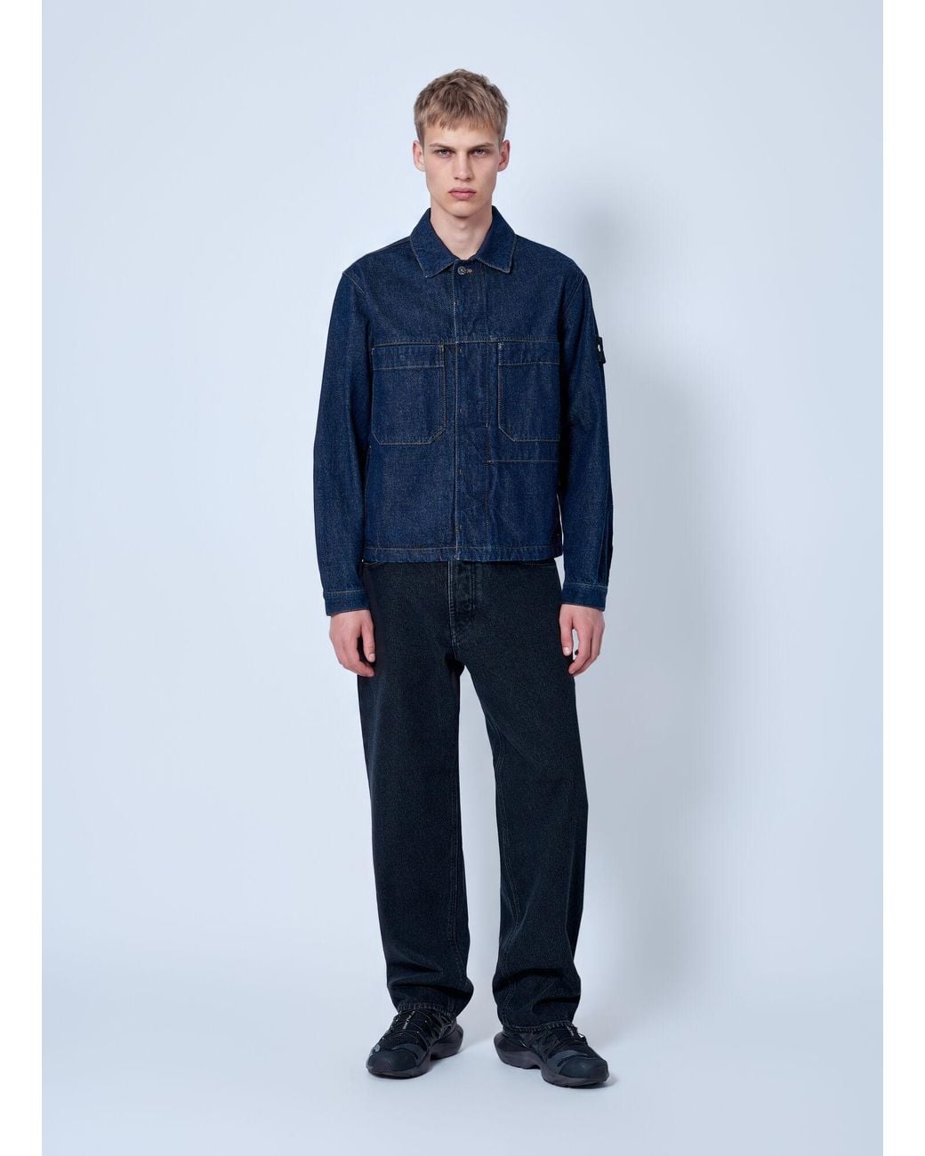 Stone Island Blue Denim Shirt Jacket for men