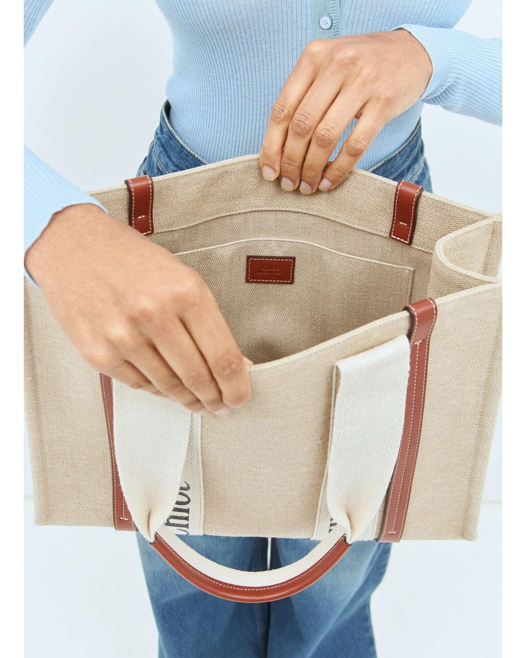 Chloé White Medium Woody Tote Bag