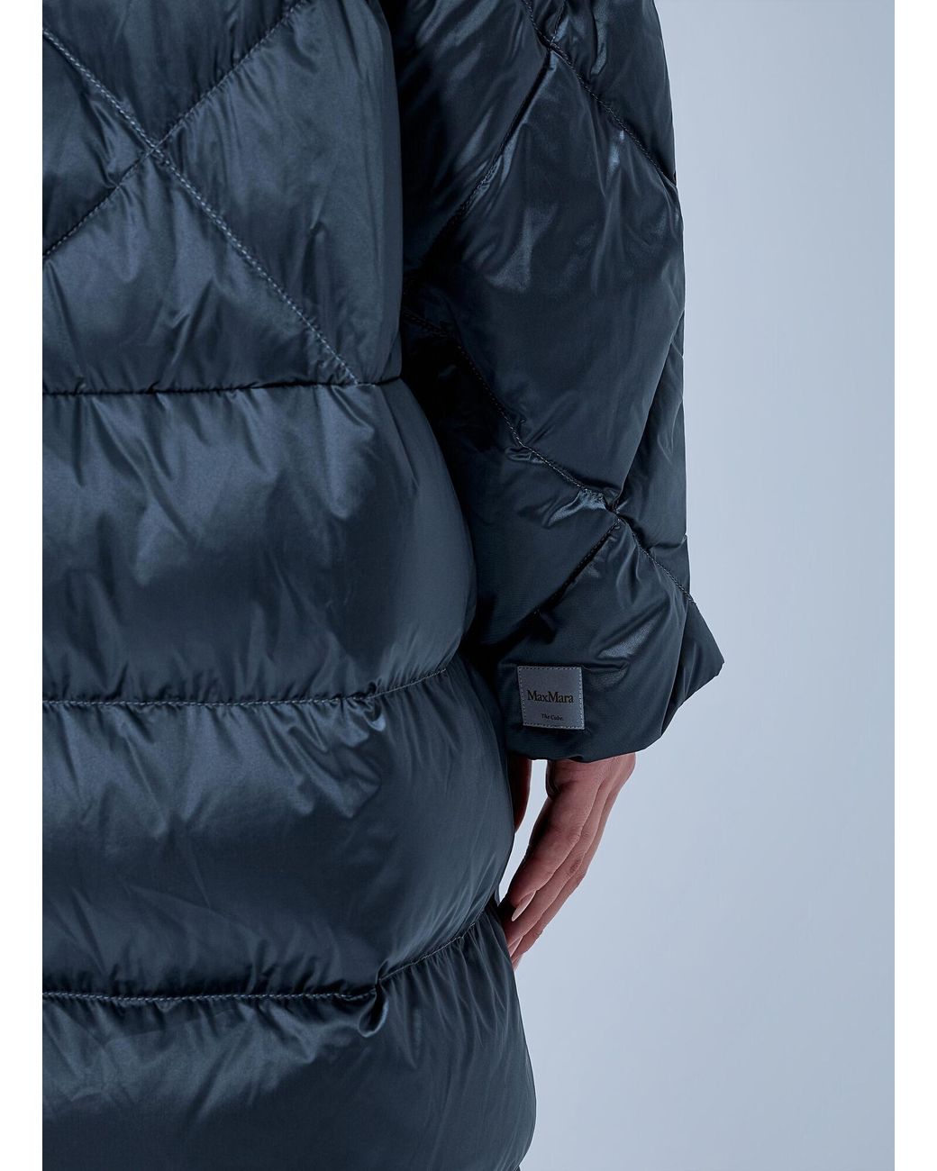 Max Mara Blue Quilted Hooded Coat