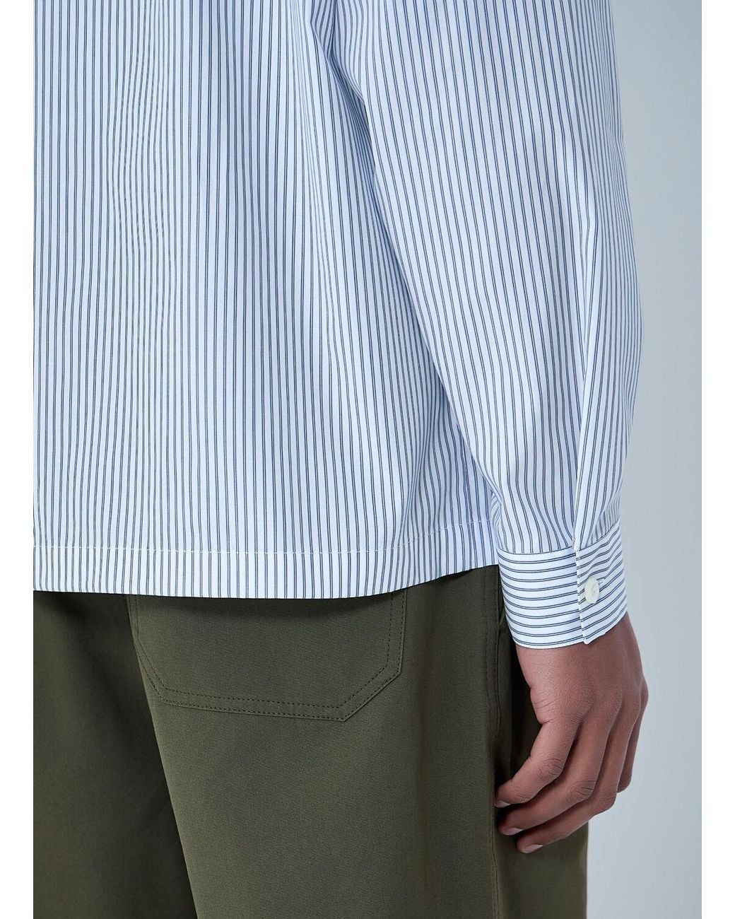 Prada Zip-Front Stripe Shirt in Blue for Men | Lyst