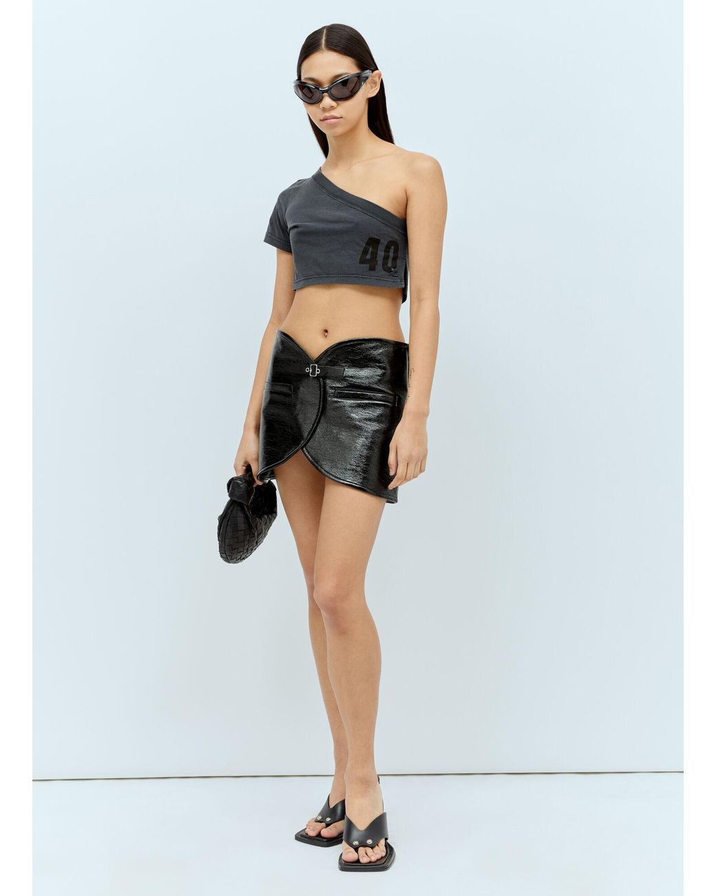 Courreges Black Ellipse Vinyl Mini Skirt