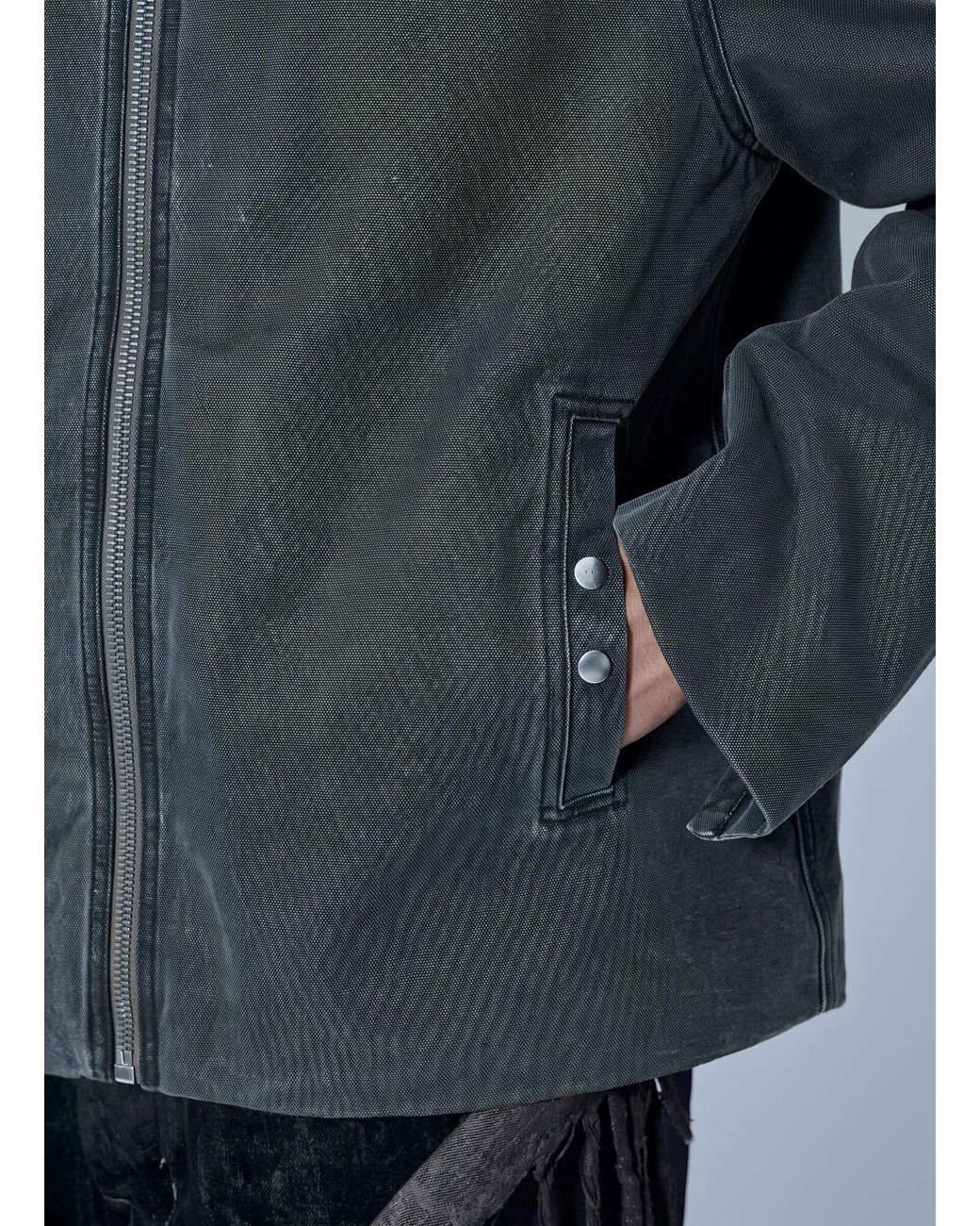 Rick Owens Gray Zip-Up Hooded Jacket for men