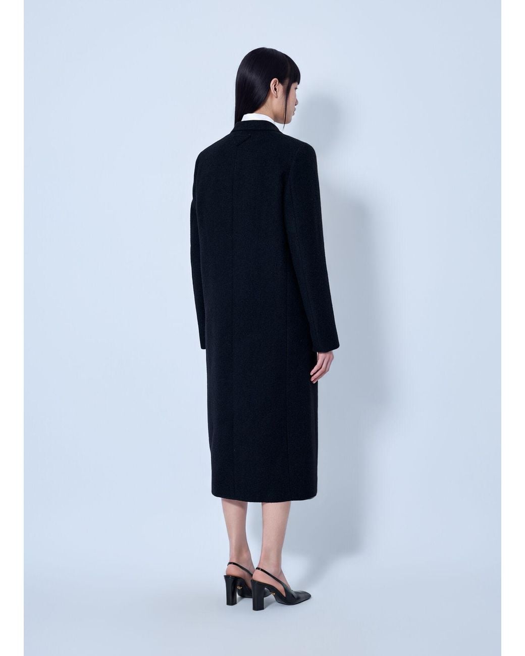 Prada Blue Single-Breasted Wool Coat
