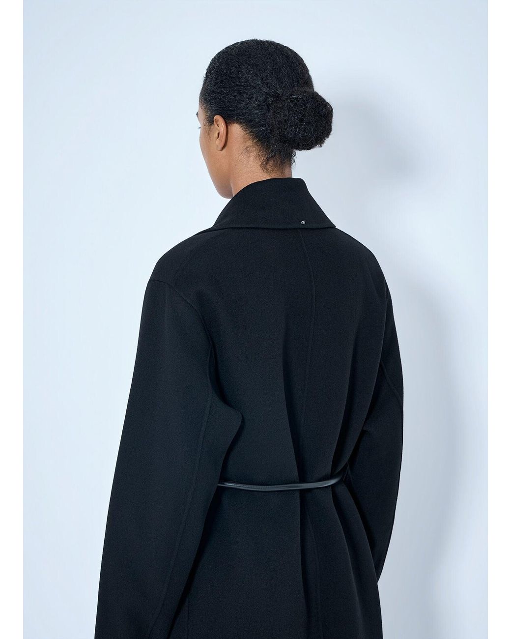 Sportmax Blue Belted Wool Overcoat