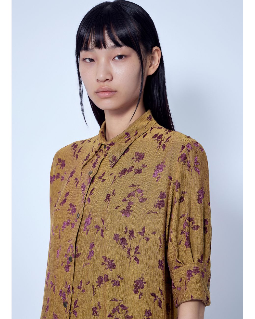 Dries Van Noten Blue Floral Patterned Button-Down Shirt
