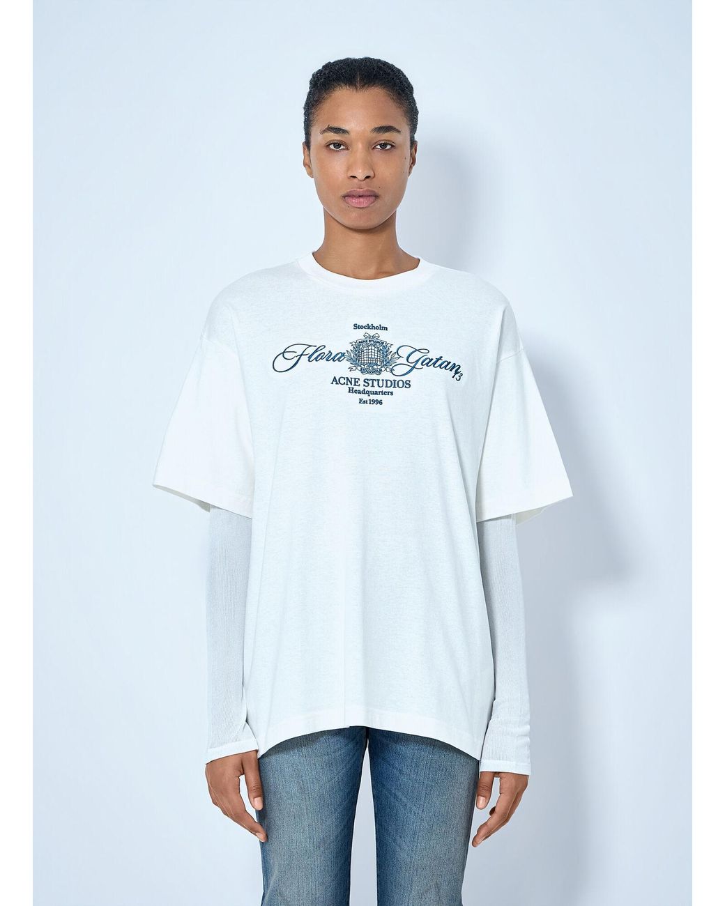 Acne White Embroidered T-Shirt