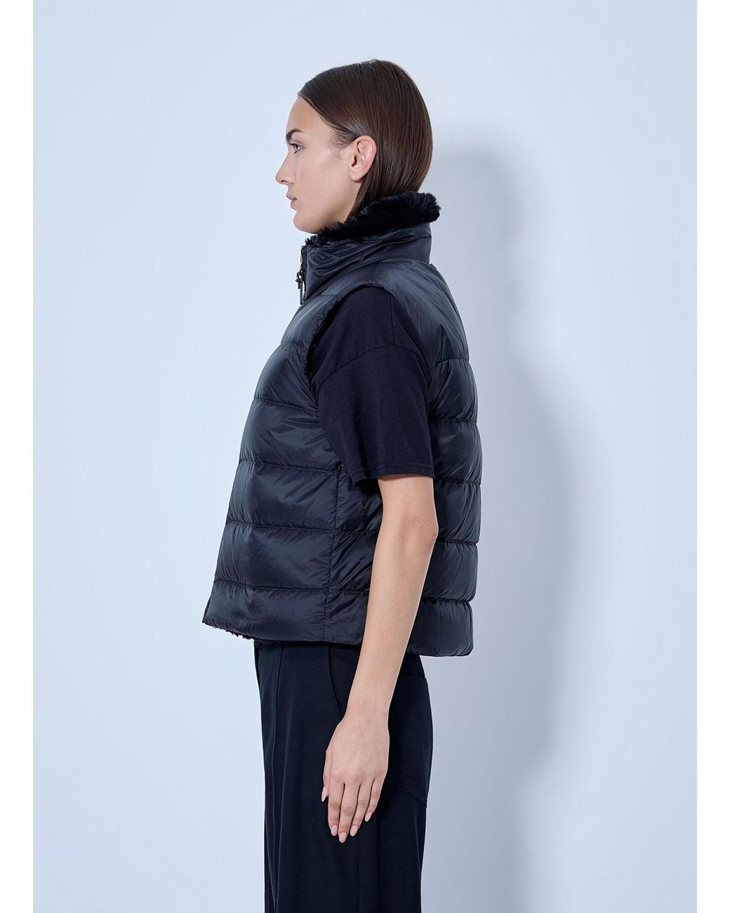 Max Mara Blue Padded Vest With High Collar