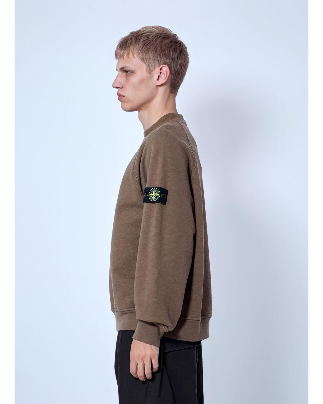 Stone Island Brown Sweatshirt With Logo Patch for men