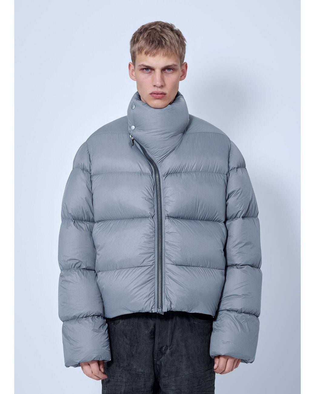 Rick Owens Blue Puffer Turtle Jacket for men
