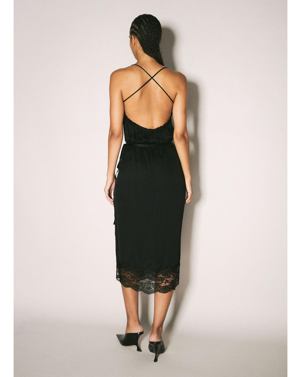 【関税&送料込】Saint Laurent Saint Laurent Wrap Midi Dress Saint Laurent Wrap Midi Dress in Black | Lyst Canada