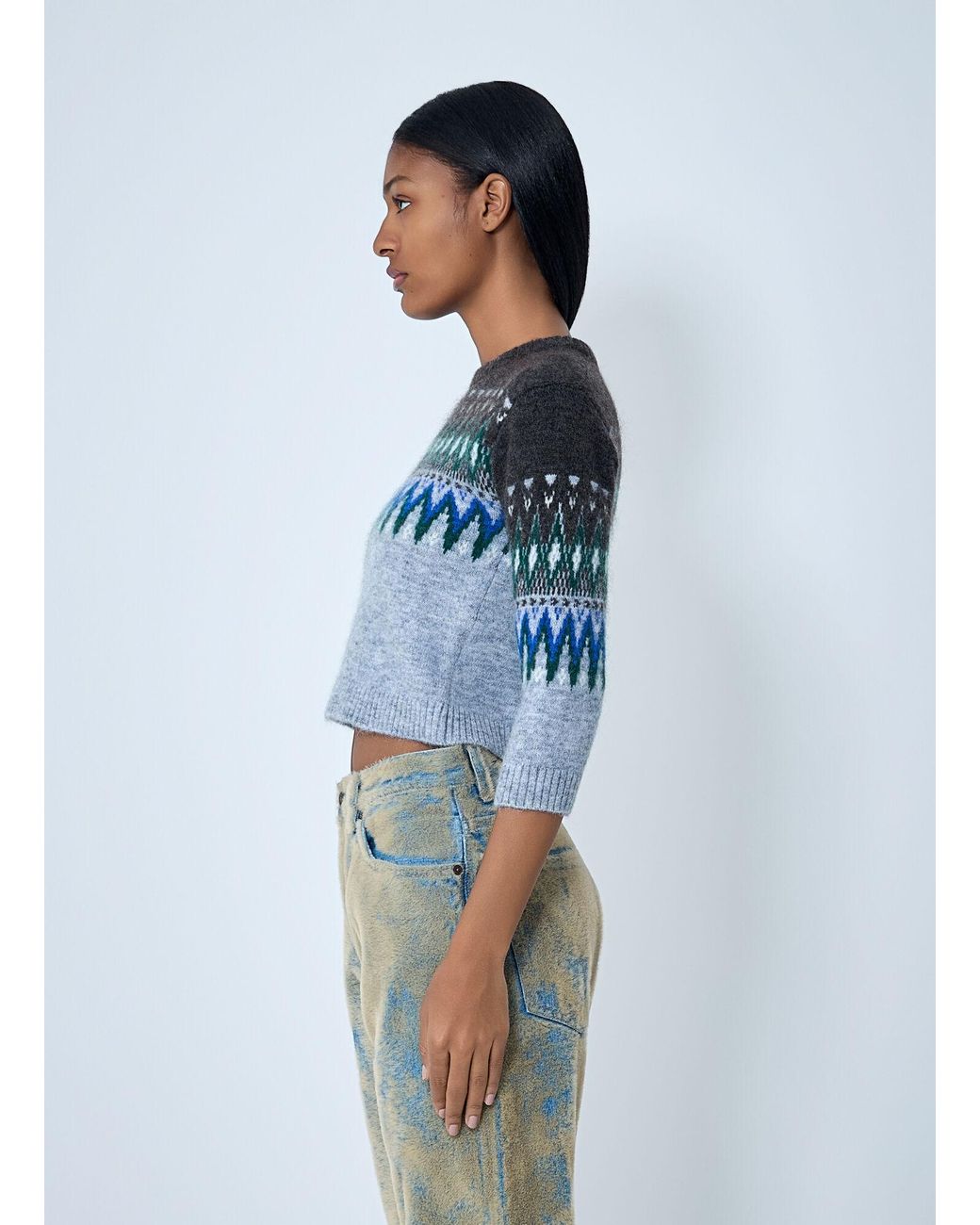 Acne Blue Fair Isle Knit Sweater