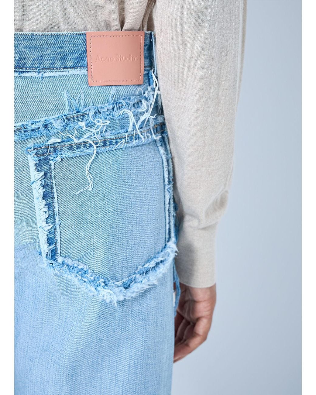 Acne Blue Frayed Denim Jeans