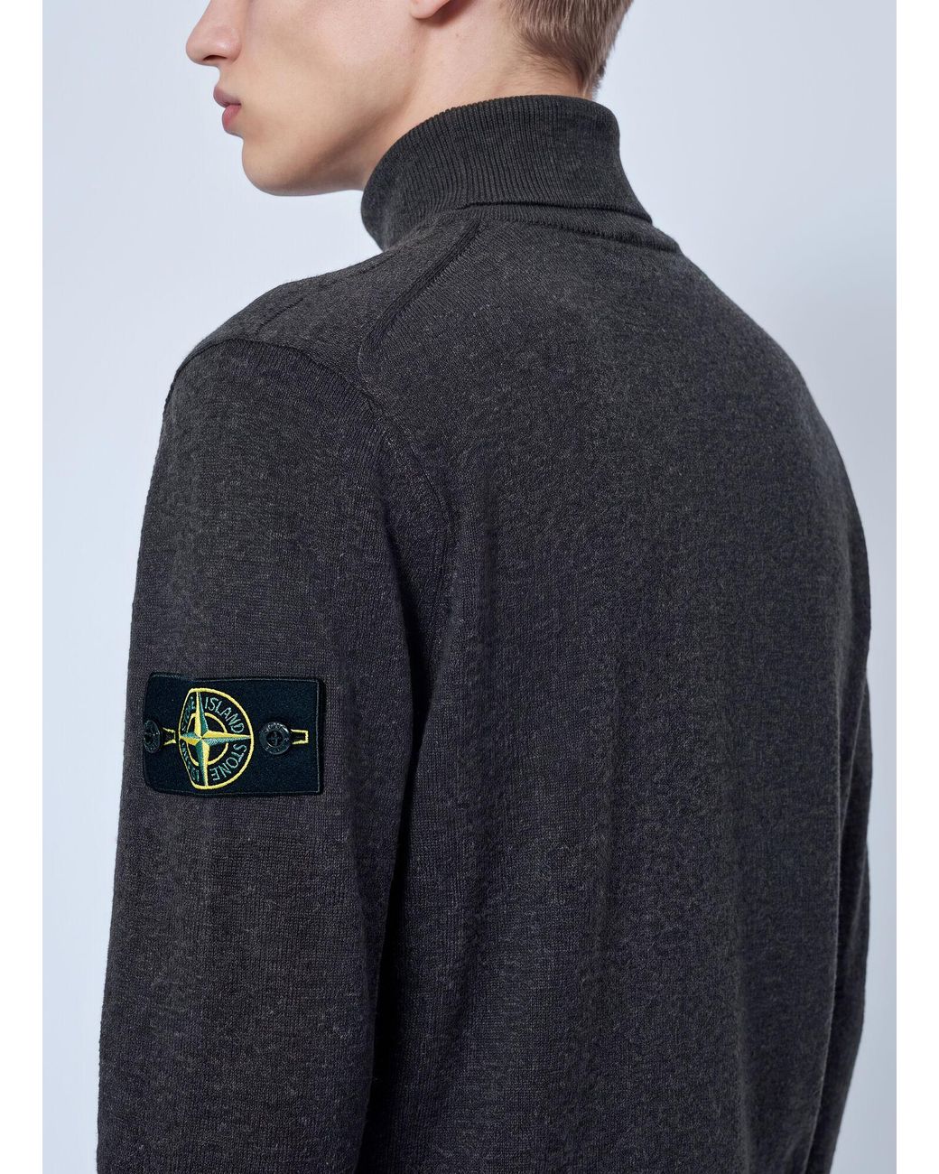 Stone Island Blue Zip-up Wool Cardigan for men