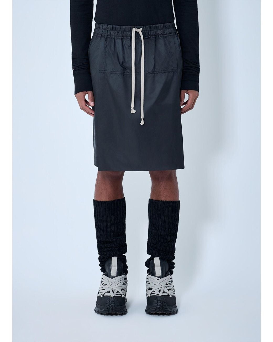 Moncler Blue Drawstring Midi Kilt Shorts