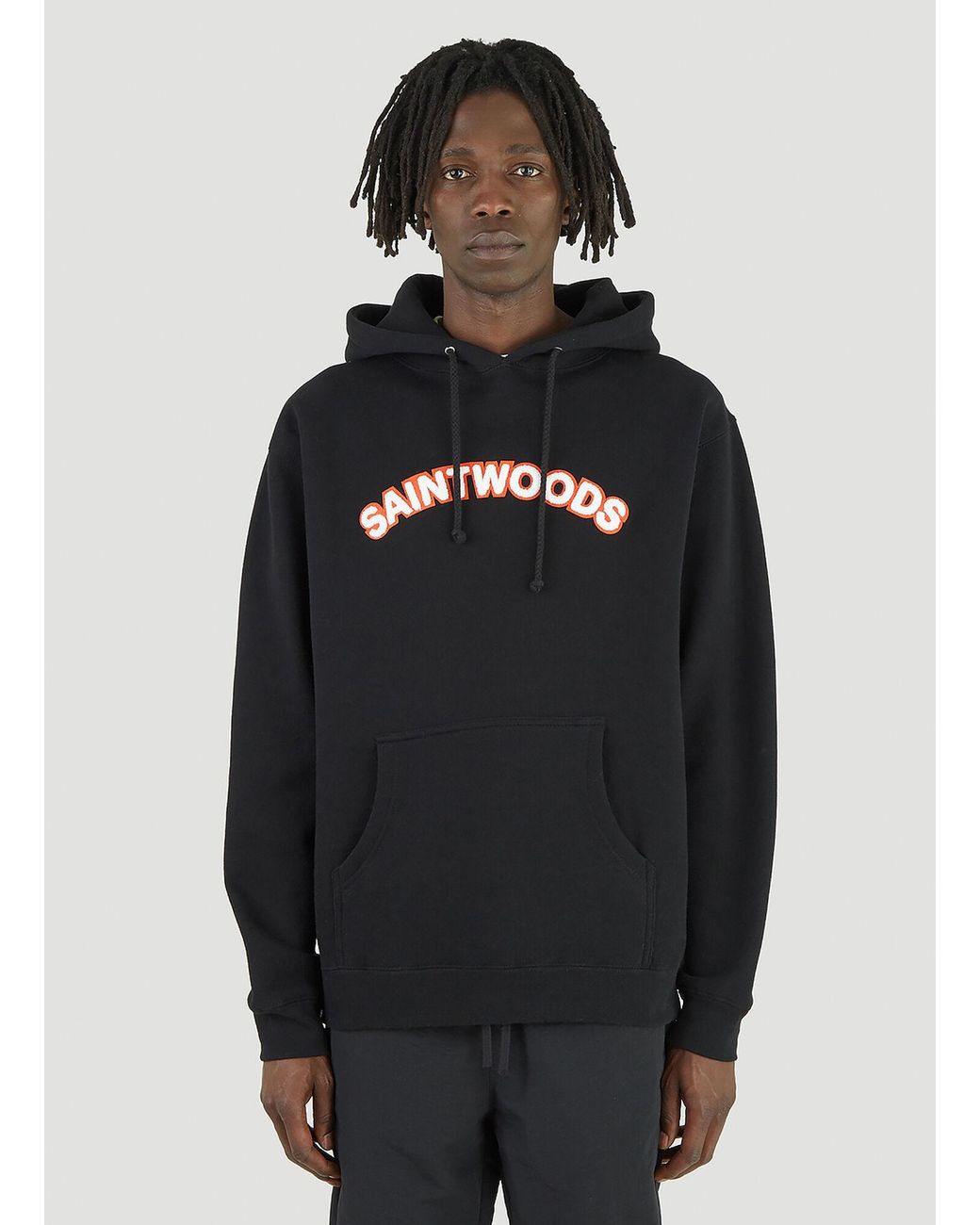 SAINTWOODS Logo Hooded Sweatshirt in Black for Men | Lyst
