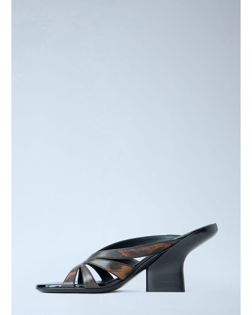 Dries Van Noten Gray Strappy Block Heel Sandals