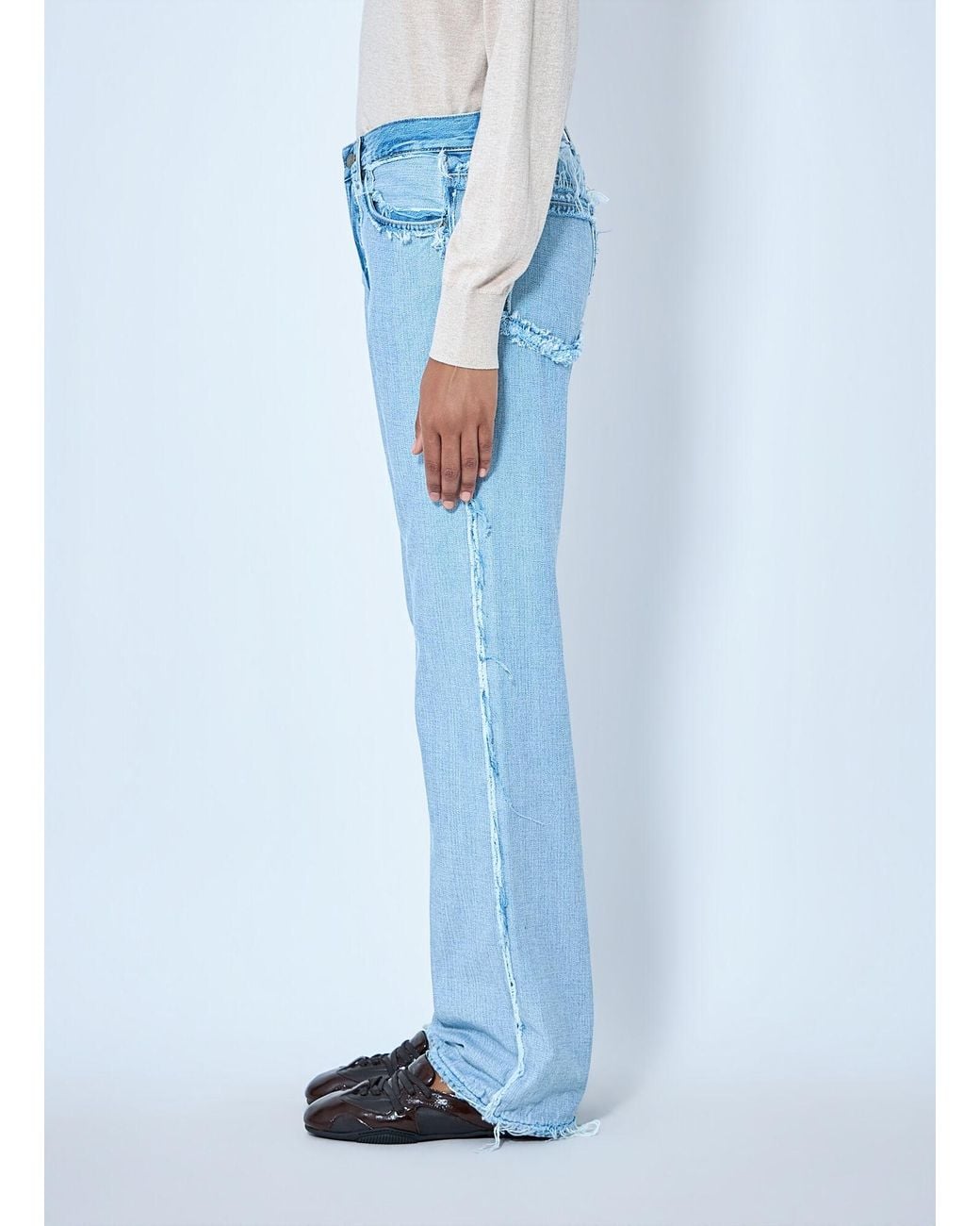 Acne Blue Frayed Denim Jeans