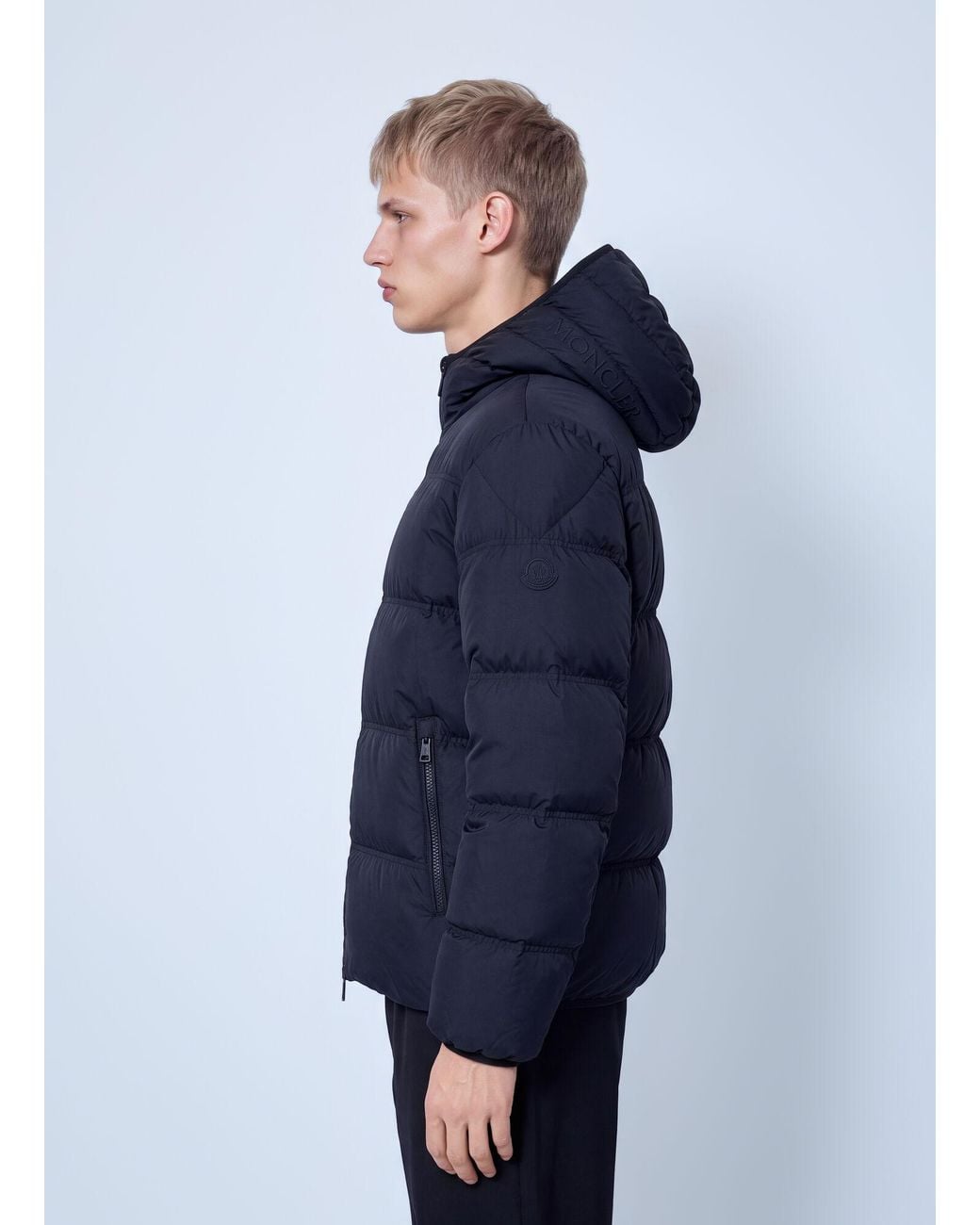 Moncler Blue Poitevin Hooded Short Down Jacket for men