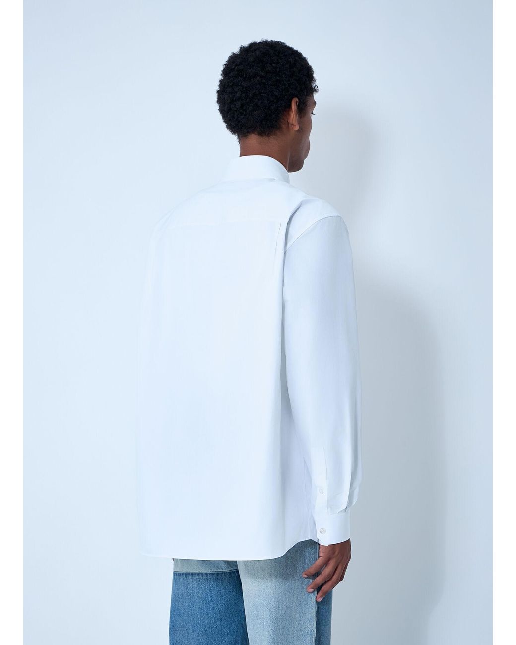 Gucci White Logo Embroidery Button-Down Shirt for men