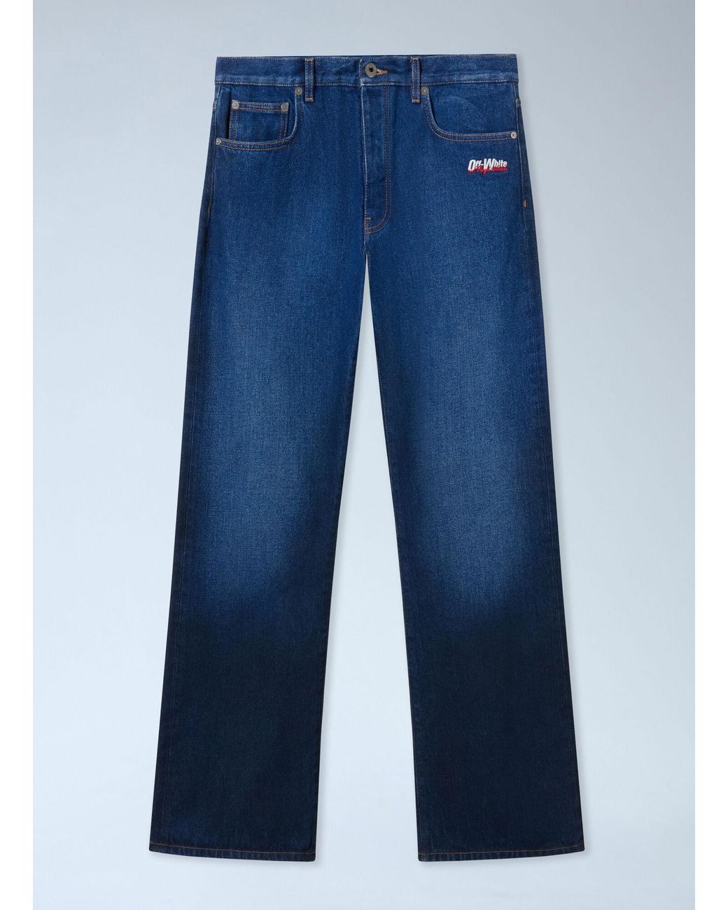Off-White c/o Virgil Abloh Blue Spray Diagonal Relax Jeans for men