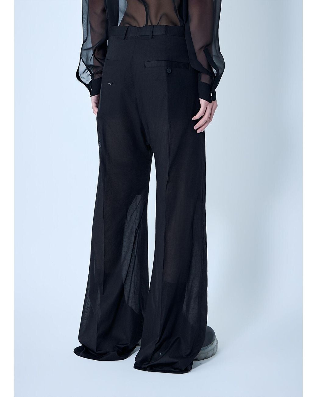 Rick Owens Blue Tailored Wide Belas Pants for men