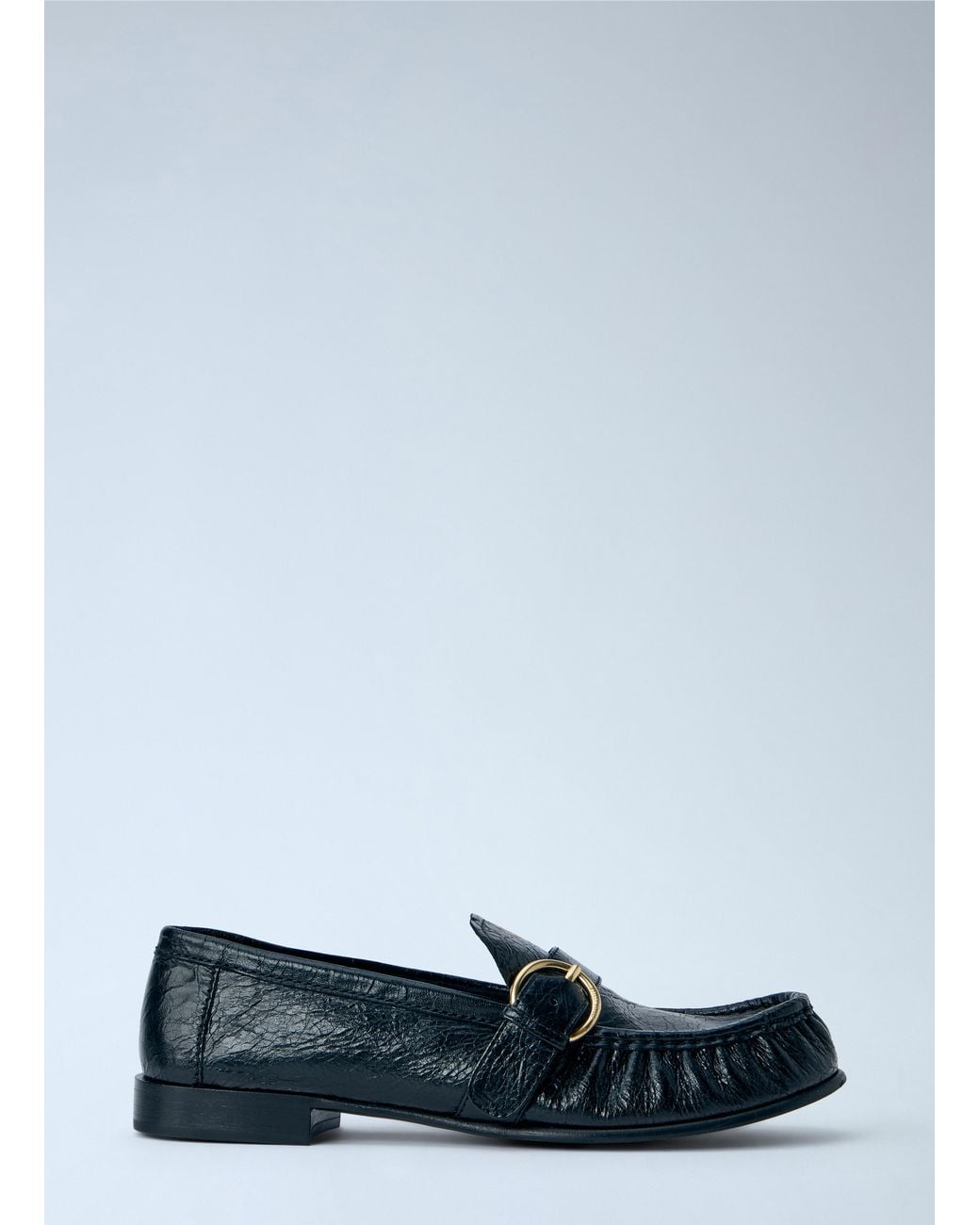 Miu Miu Blue Leather Loafers With Buckle Detail