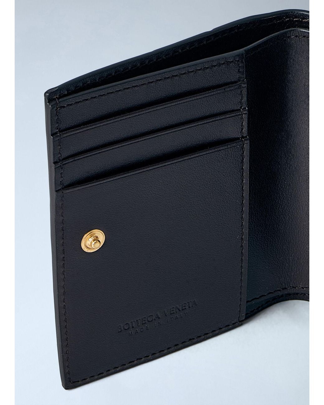 Bottega Veneta Blue Intrecciato Small Bi-Fold Wallet
