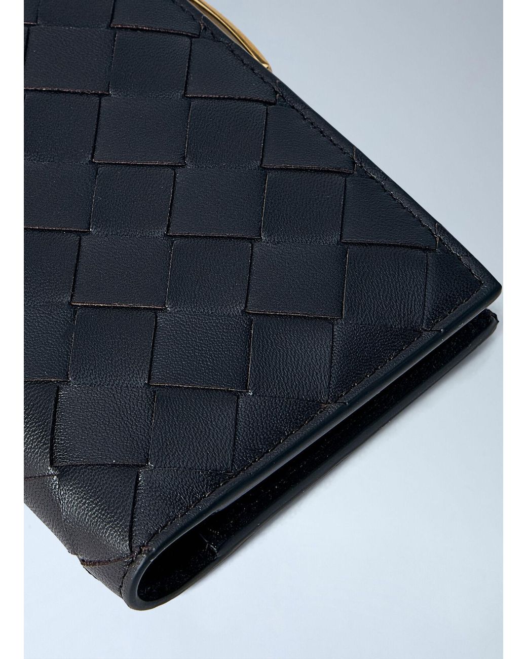 Bottega Veneta Blue Intrecciato Small Bi-Fold Wallet