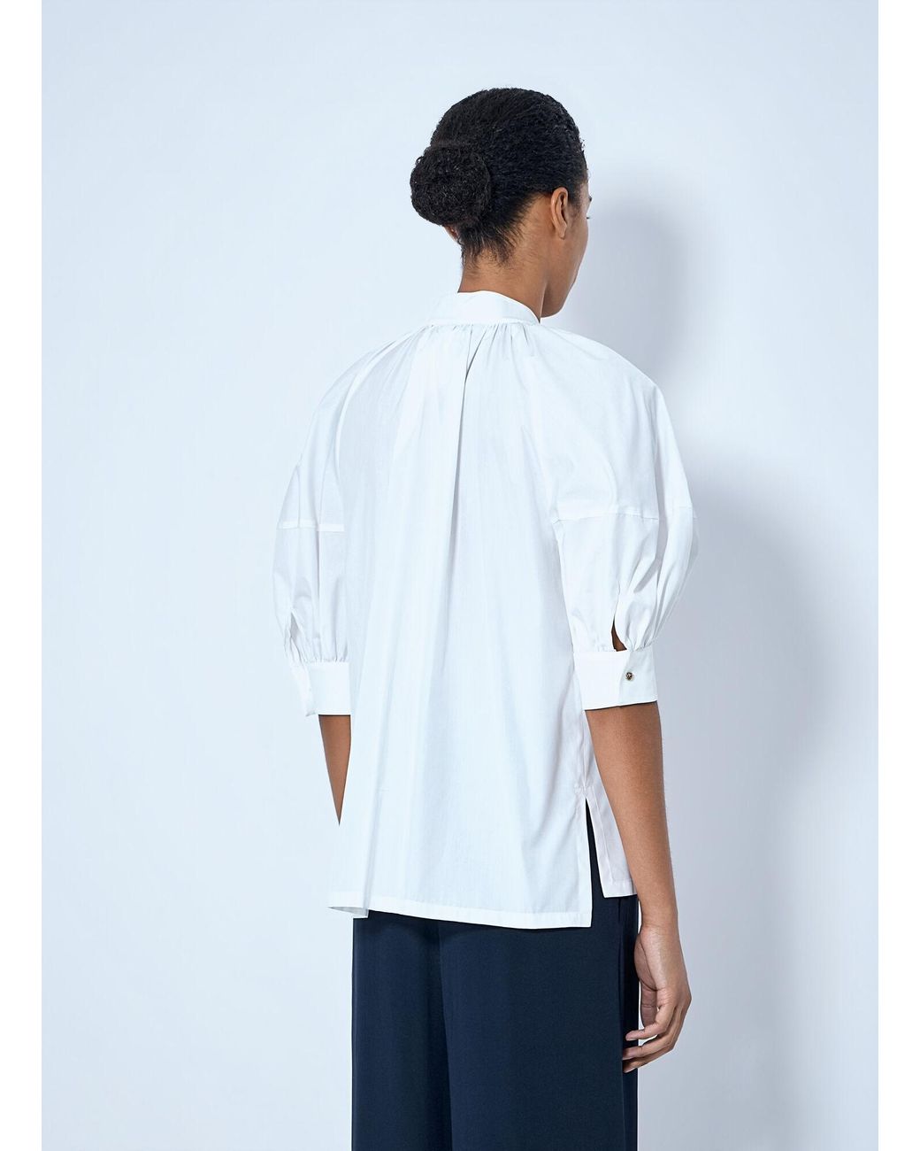 Max Mara White Tie-Neck Blouse