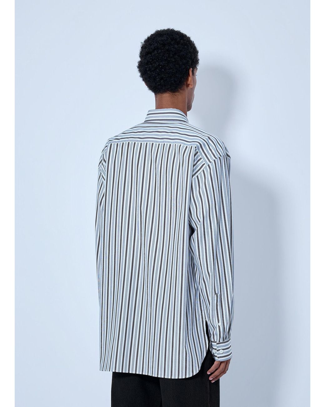 Dries Van Noten Blue Croom Stripe Cotton Poplin Shirt for men