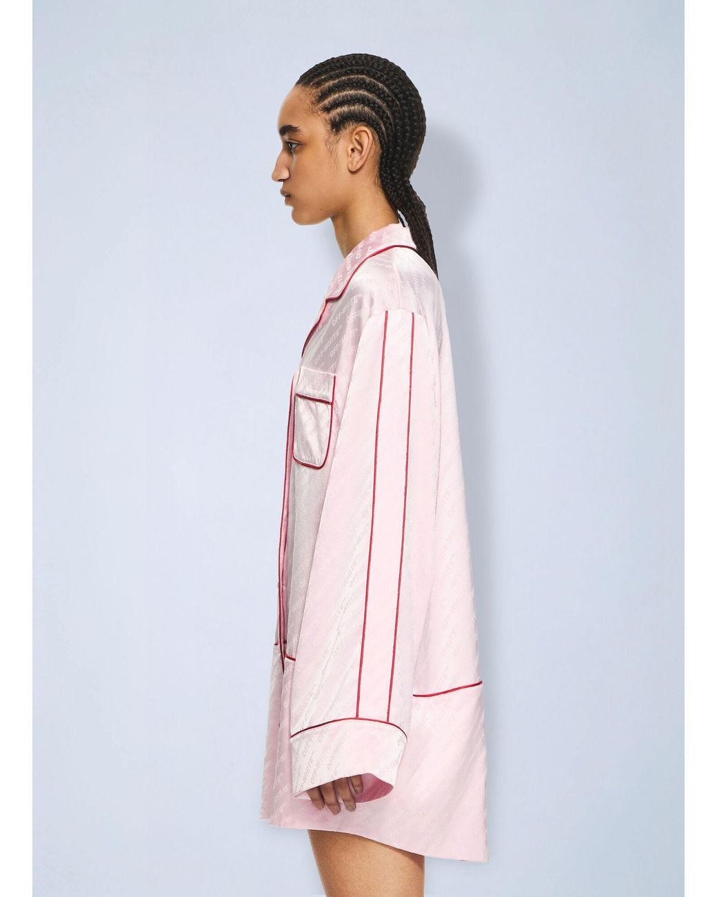 Off-White c/o Virgil Abloh Pink Jacquard Satin New Roxy Pajama Dress