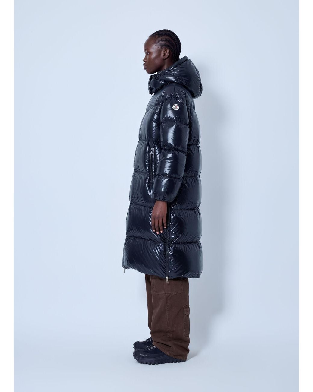 Moncler Blue Harfang Hooded Long Down Coat