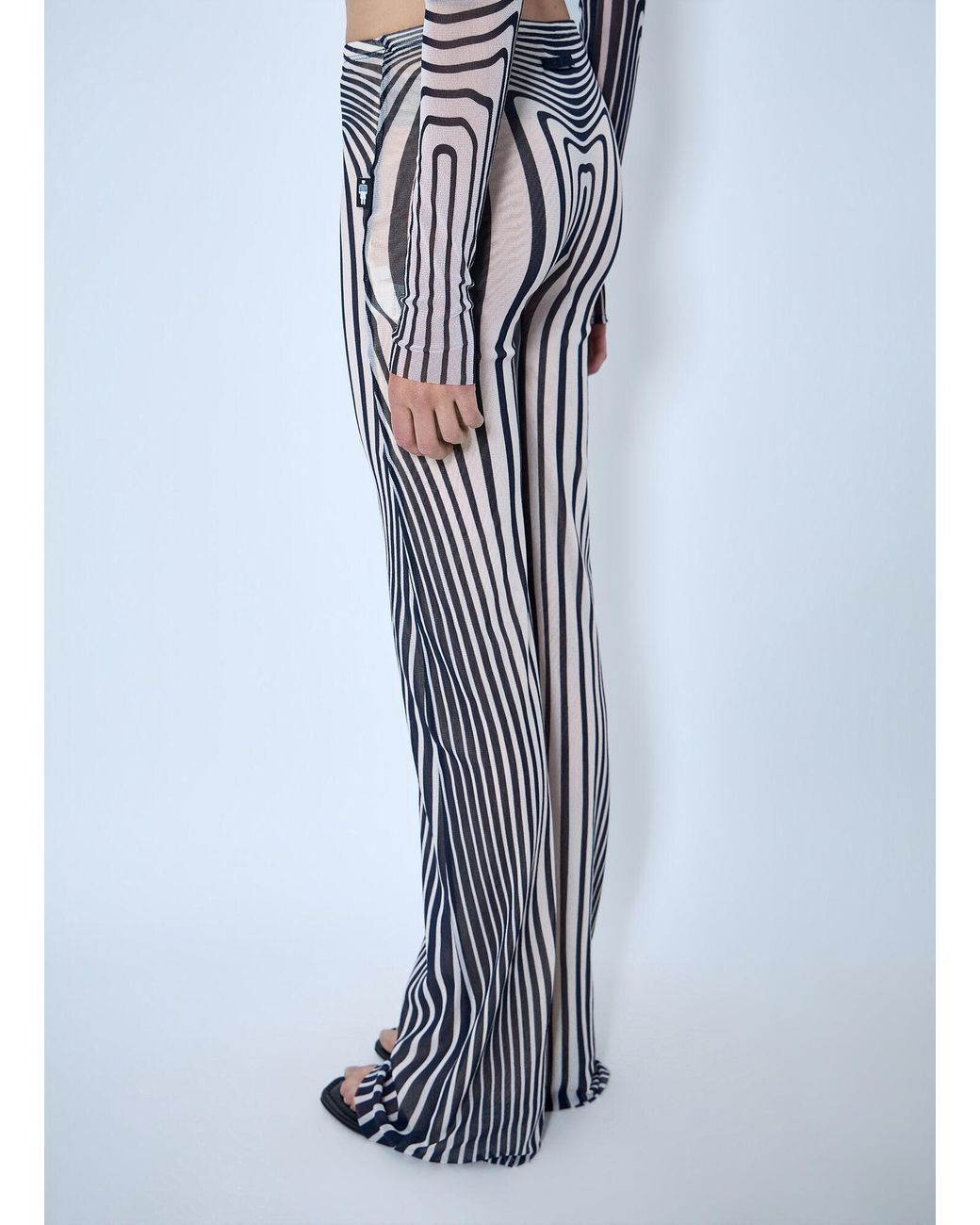 Jean Paul Gaultier Blue Re-Edition Flare Trousers Morphing Stripes