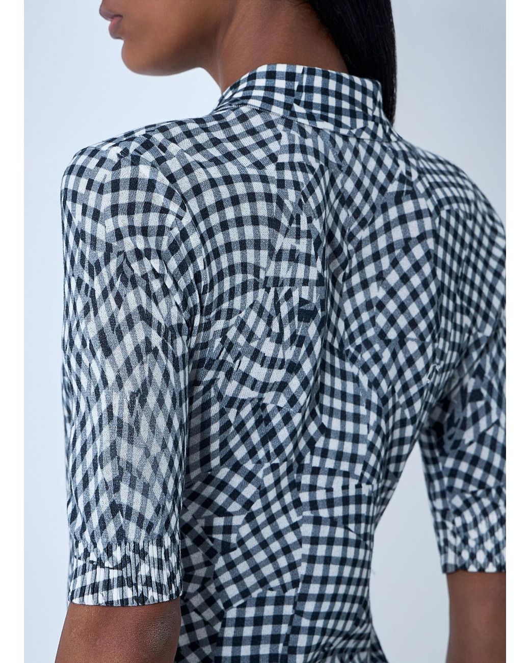 Ganni Blue Mesh Printed Polo Top