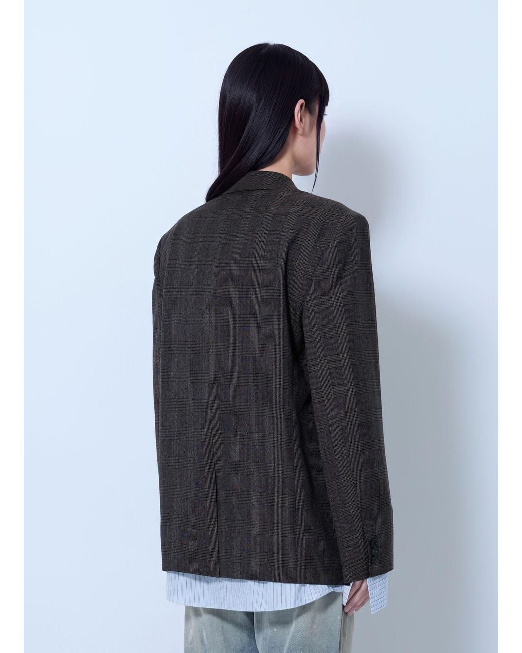 Acne Black Checked Wool Blazer