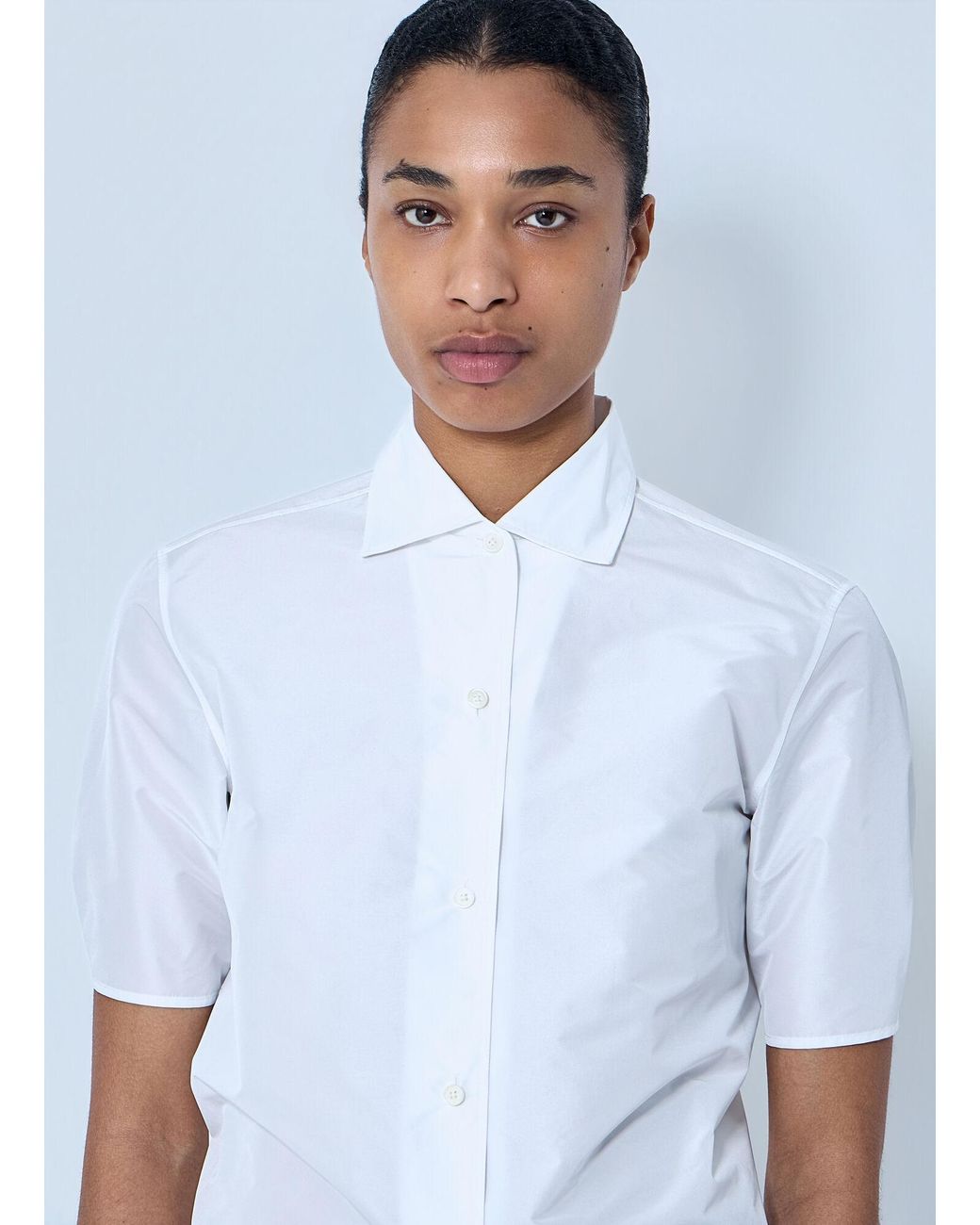 Jil Sander White Short Sleeve Cotton Poplin Shirt