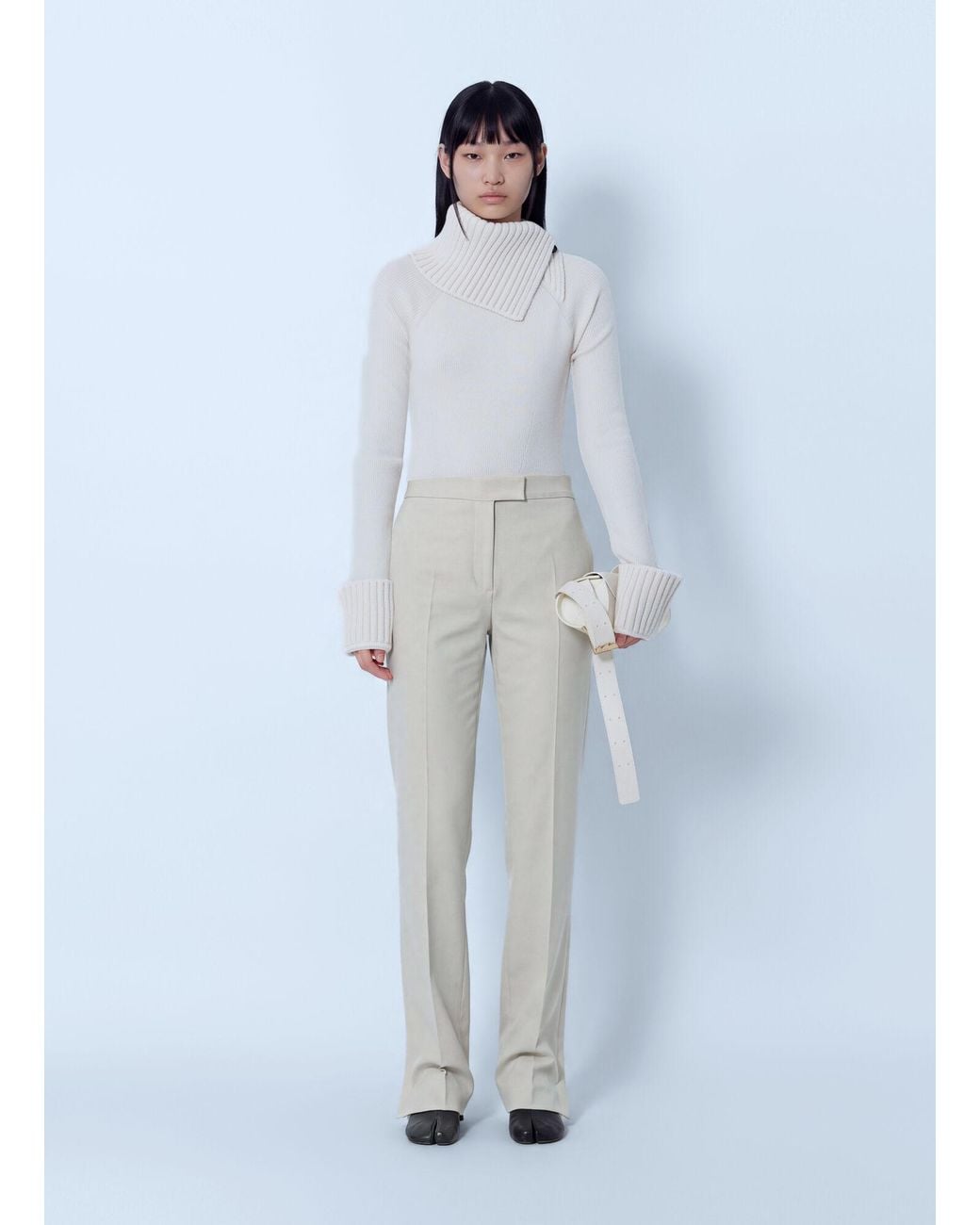 Sportmax Blue Tailored Wool Grain-De-Poudre Trousers