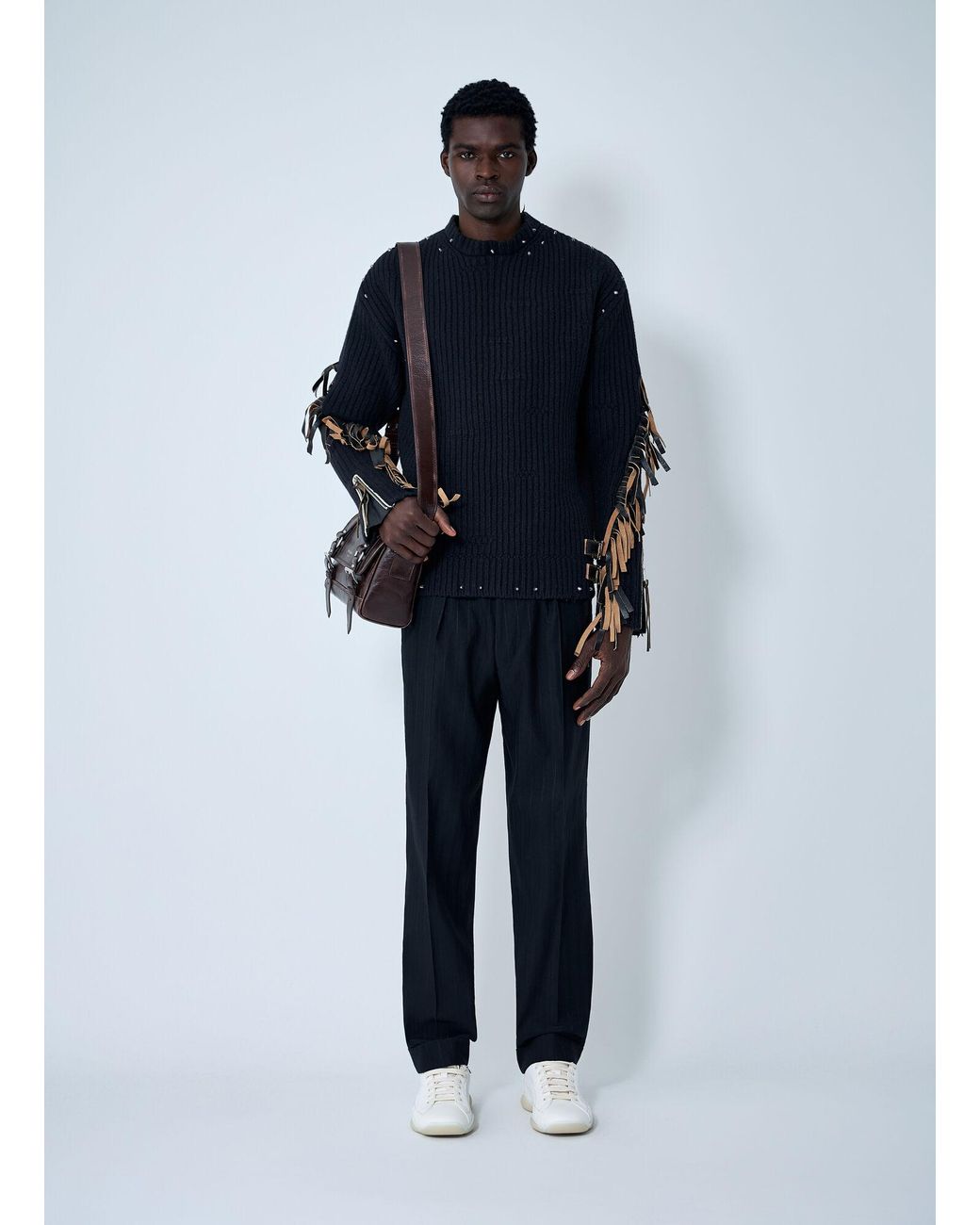 Prada Blue Wool-Blend Pinstripe Pants for men