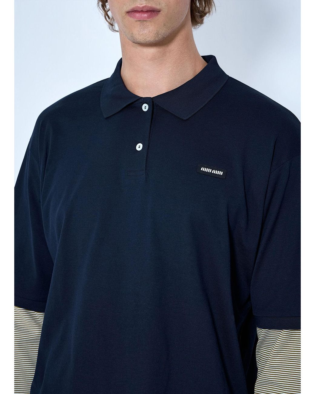 Miu Miu Blue Buttoned Polo Shirt