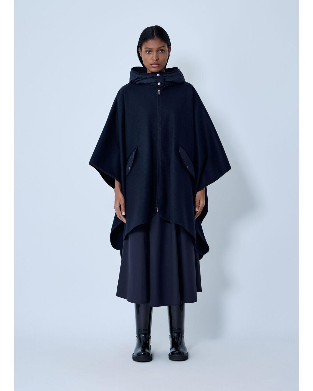 Moncler Blue Hooded Cape