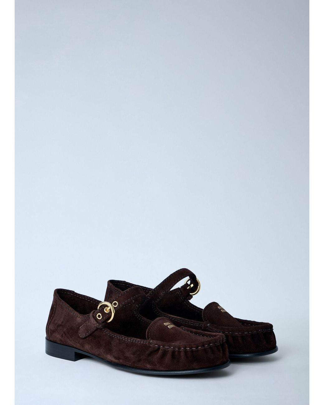 Miu Miu White Suede Mary Jane Loafers
