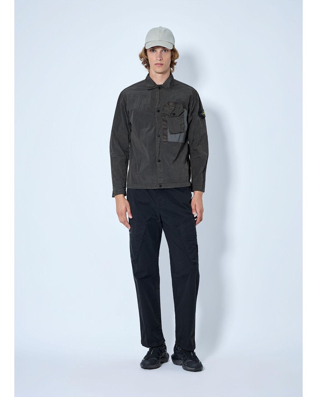 Stone Island Gray Technical Overshirt With Patch Pocket for men